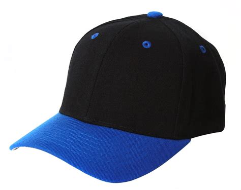 plain blank baseball hats adjustable hook  loop closure black royal