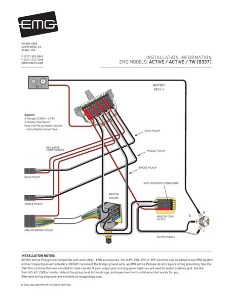 emg pickup wiring diagrams guitar