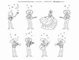 Dead Mariachi Skeletons sketch template