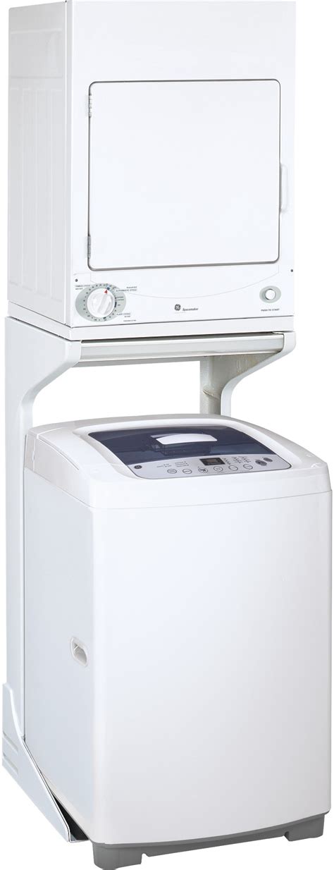 ge gewadrew stacked washer dryer set  top load washer  electric dryer  white