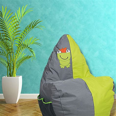 mini lounger sofa bean bag chair  rebound green frog pattern
