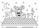 Toit Coloriage Roof Santa Sur Kleurplaat Coloring Dak Kerstman Le Claus Noel Para Op Colorear Dach Weihnachtsmann Tejado Dibujo Malvorlage sketch template