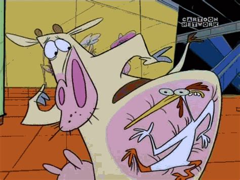 cow and chicken 90s find and share on giphy