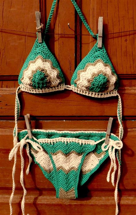fab crocheted bikinis top and bottom €45 00 via etsy