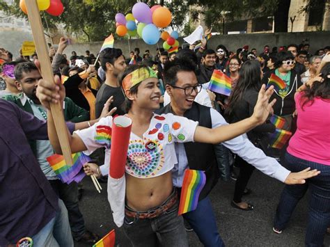 Lgbt Pride Parade Striped In Colours Delhi Demands Free