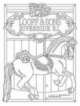 Coloring Carousel Carrossel Coloriages Horses Caroussel 97k Cheval sketch template
