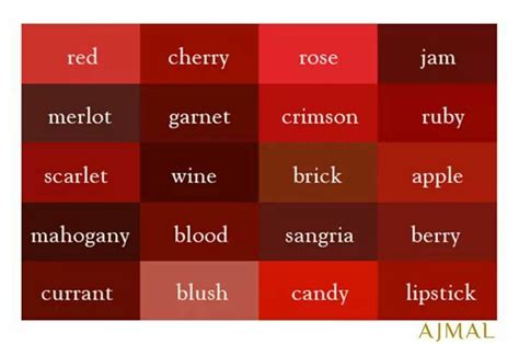 pin  mna  colors shades  red color red color names