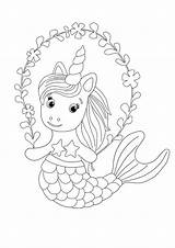 Unicorn Mermaid Coloring1 sketch template