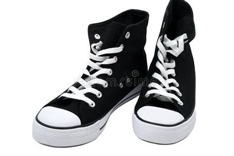 black  white sneakers stock image image  canvas