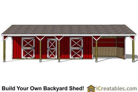stall horse barn plans  lean   center tack room