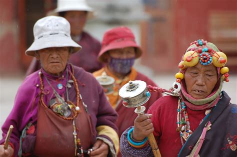 Kham Tibetan Women At Mani Stone Temple In Yushu