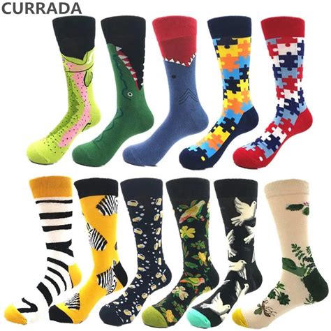 colorful mens happy socks brand quality combed cotton compression socks autumn winter