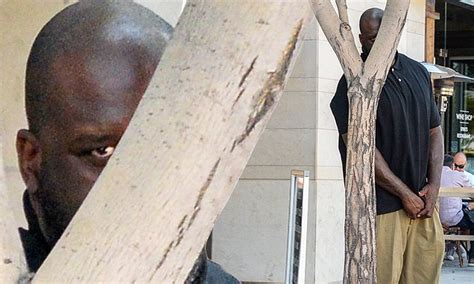 shaquille o neal goofs around with the camera as he hides his 7 1 frame daily mail online