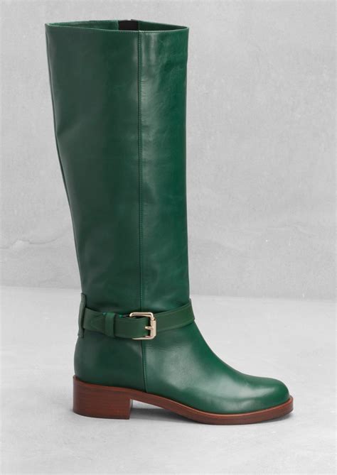 stories leather knee boots  green lyst