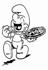 Pizza Greedy Smurf Eats Smurfs Pages2color Cookie Copyright Pages sketch template