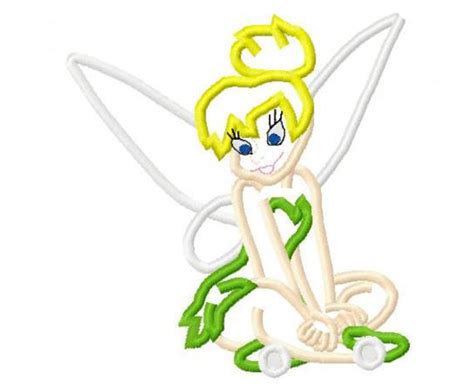 tinkerbell sitting embroidery applique by bowsandclothesdesign