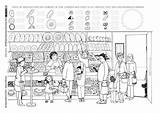 Einkaufen Bäckerei Ausmalen Ausdrucken Arbeitsblätter Hauswirtschaft Daz Wimmelbilder Mandalas Unterricht Daf Lernen sketch template
