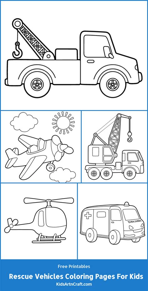 rescue vehicles coloring pages  kids  printables kids art