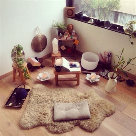 this glowingly warm yoga space with a happy little cat in 2020 meditation space meditation