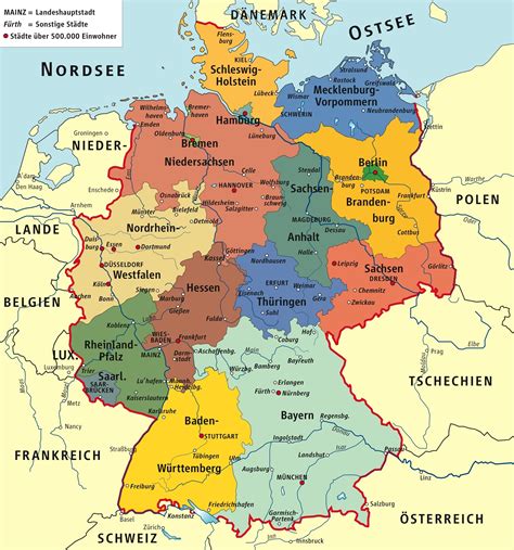 map  germany regions political  state map  germany