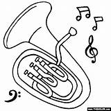 Euphonium Instruments Tuba Coloriage Horn Baritone Colorir Thecolor Musicali sketch template