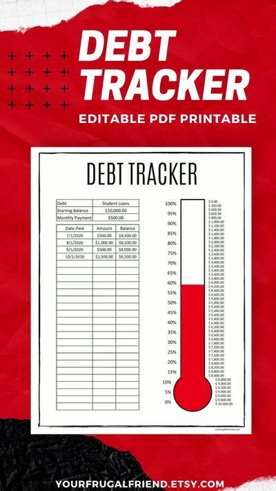 debt tracker printable debt  debt payoff editable  etsy debt
