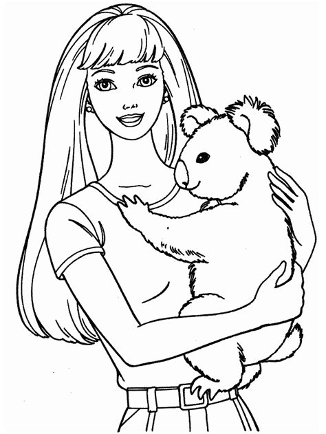 digital dunes barbie coloring pages holding puppy