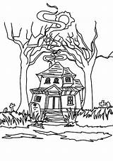 Haunted Coloring House Pages Scary Ghost Strange sketch template
