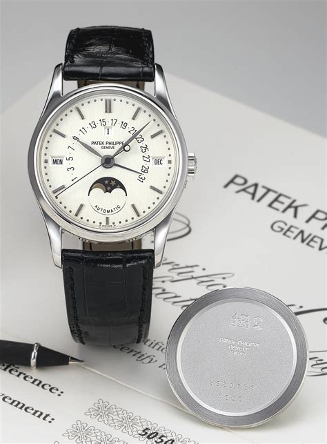 patek philippe p xx perpetual calendar  platinum silver stick watchbase