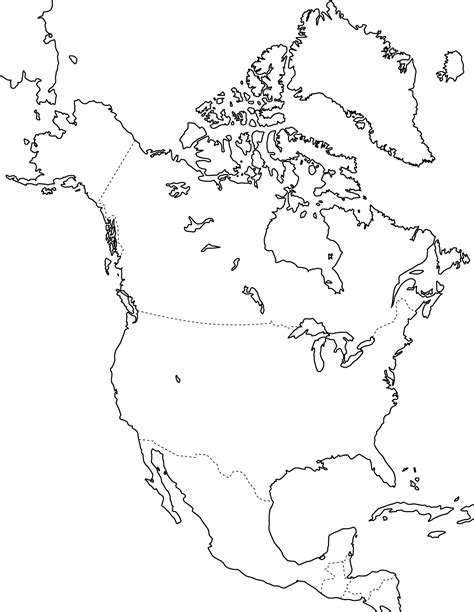 politische landkarte von nordamerika gestrichelte grenzen