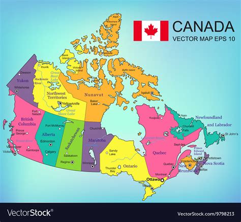 canada map  provinces  territories vector image
