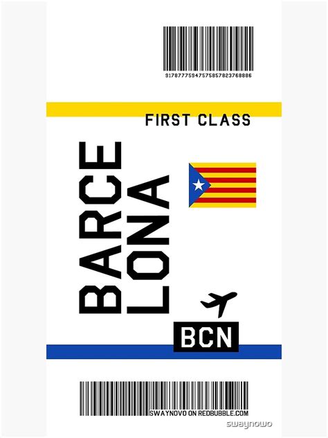 flight ticket barcelona catalonia canvas print  sale  swaynowo redbubble