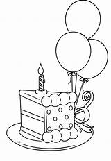 Birthday Coloring Pages Cake Happy Cupcake Printable Slice Kids Drawings Stamps Digi Sheets sketch template