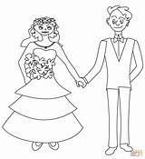 Coloring Pages Wedding Groom Bride Couple Happy Printable Drawing Color Print sketch template