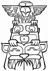 Totem Pole Coloring Pages Drawing Poles Clipart Print Printable Easy Kids Native American Designs Clip Cliparts Totems Colouring Drawings Outline sketch template