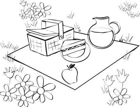 printable picnic coloring book page coloring home