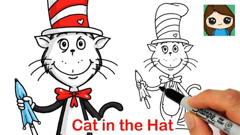 draw  cat   hat easy dr seuss youtube