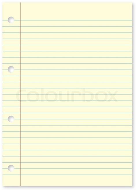 yellow lined writing paper  holes stock vector colourbox