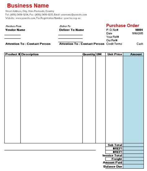 purchase order template excel word  excel tmp