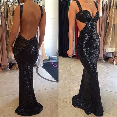 Black Prom Dress Backless Prom Dress Sequins Prom Gown Sexy Prom Dress