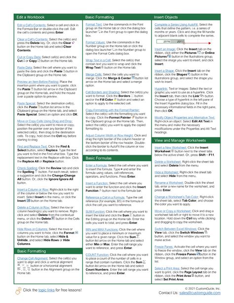 excel cheat sheet    customguide king  excel