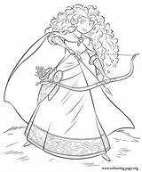 Coloring Merida Brave Bow Arrow Princess sketch template
