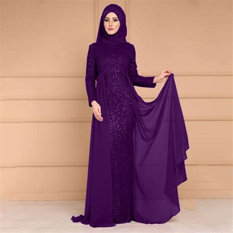 Abaya Muslim Women S Sequins Noble Temperament Long Dress