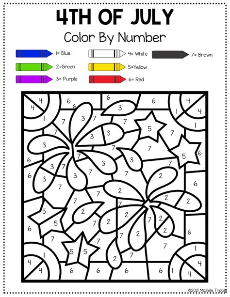 july color  number sheets  perfect activity