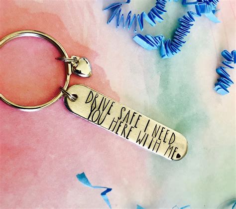 drive safe       key chain hand stamped etsy