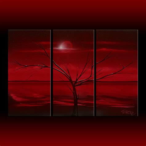 red abstract theo dapore red landscape black red art original dapore