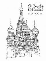 Basil Tekening Moskou Moskva Sint Ritningen Katedralen Teckning Sqaure sketch template