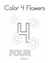 Coloring Number Color Flowers Pages Four Numbers sketch template