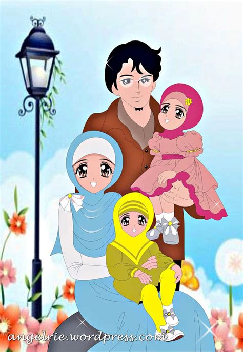 Gambar Kartun Keluarga Besar Muslim Foto Modis
