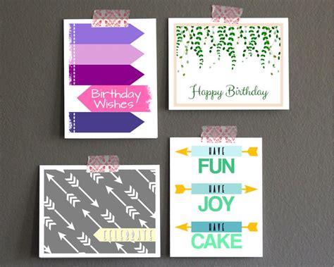 patterned pomegranate printable birthday card set  designs